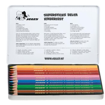 JOLLY pastelky Supersticks Delta - 12 farieb v kovovom...