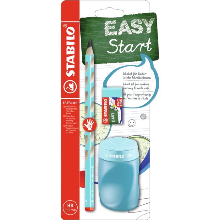 STABILO EASYgraph - ceruzka - pre pravákov - vrátane strúhadla a gumy - modrá