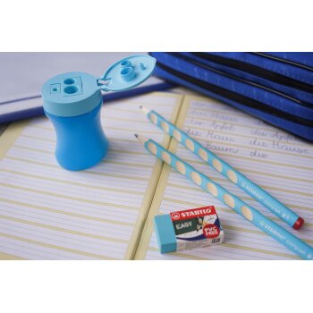 Schul-Set für Linkshänder - STABILO EASYgraph in blau - inklusive Spitzer + Radierer