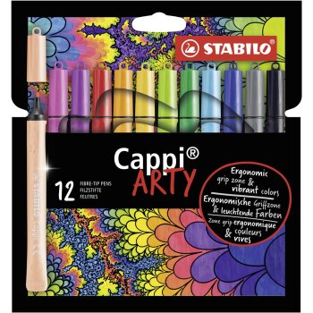 Filzstift mit Kappenring - STABILO Cappi - ARTY - 12er...