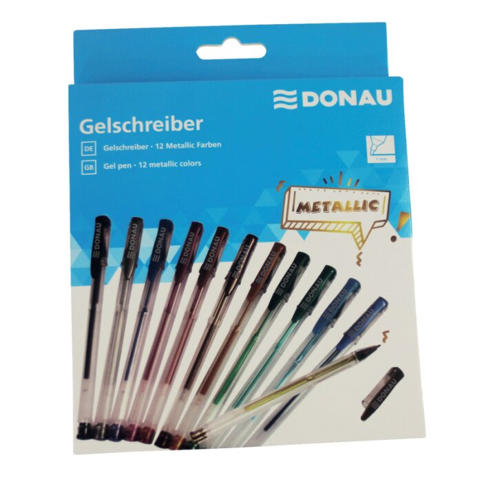 DONAU Gelschreiber Etui 12 Stück Metallic