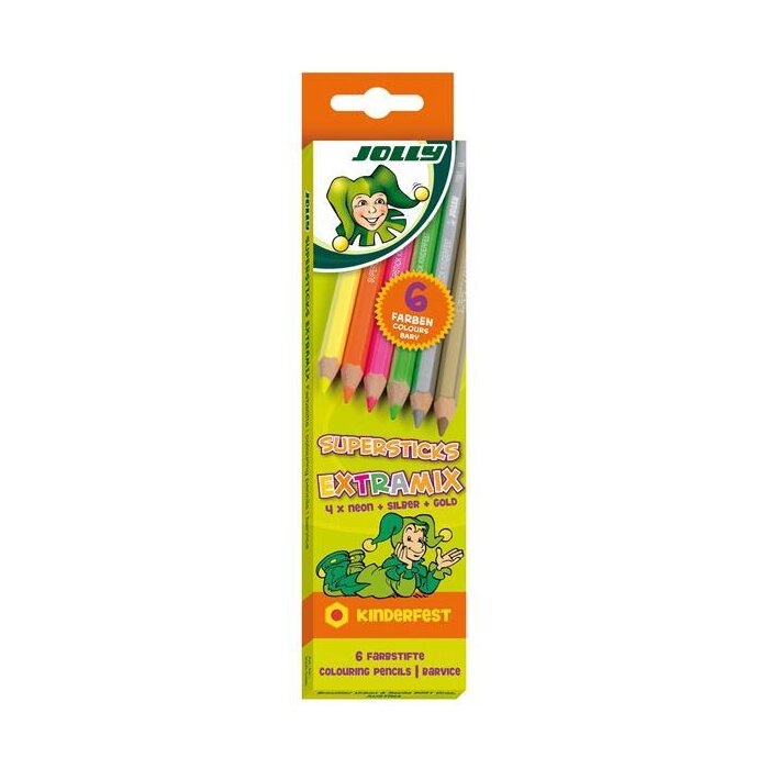 JOLLY pastelky Supersticks "Extramix" - neónová, strieborná, zlatá