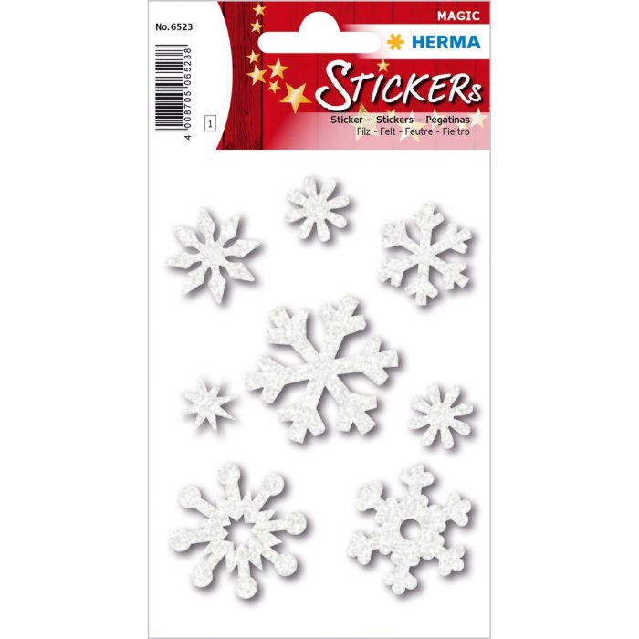 HERMA Weihnachts-Sticker MAGIC Filz "Eiskristalle", weiß