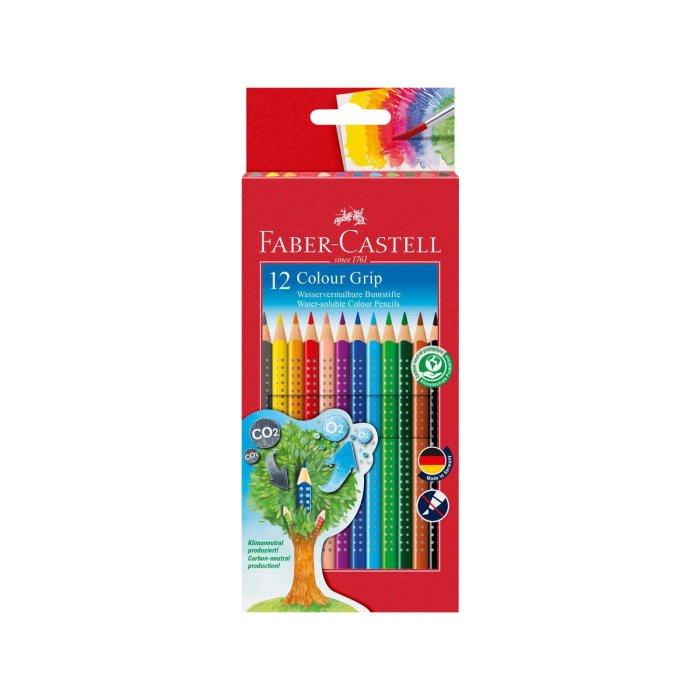 FABER-CASTELL trojhranné akvarelové farbičky - Colour GRIP - 12 rôznych farieb