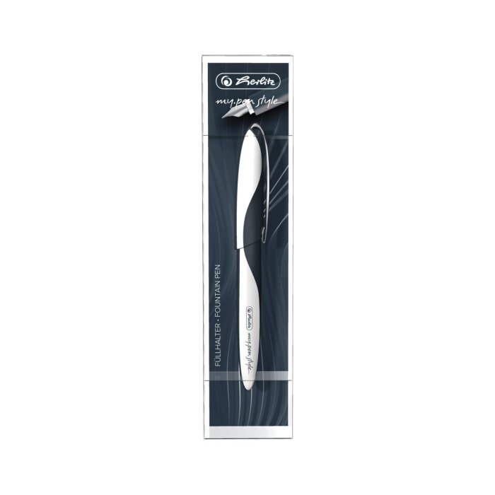 herlitz plniace pero herlitz my.pen, šírka hrotu: M, style „Dark Shale“, L+R - bielo / čierne