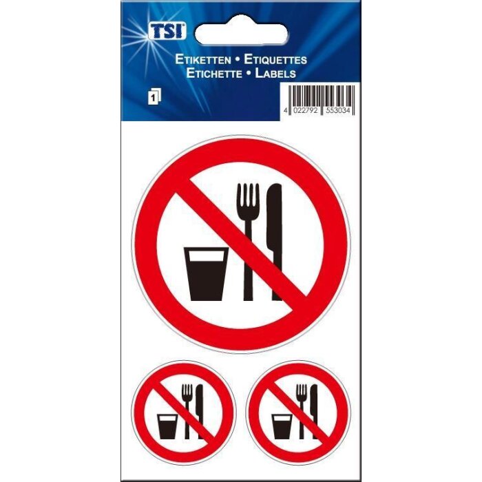 TSI Aufkleber "Essen und Trinken verboten"