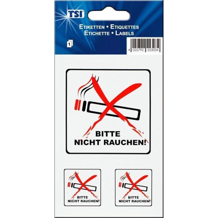 TSI nálepky - Bitte nicht rauchen! - 3 ks