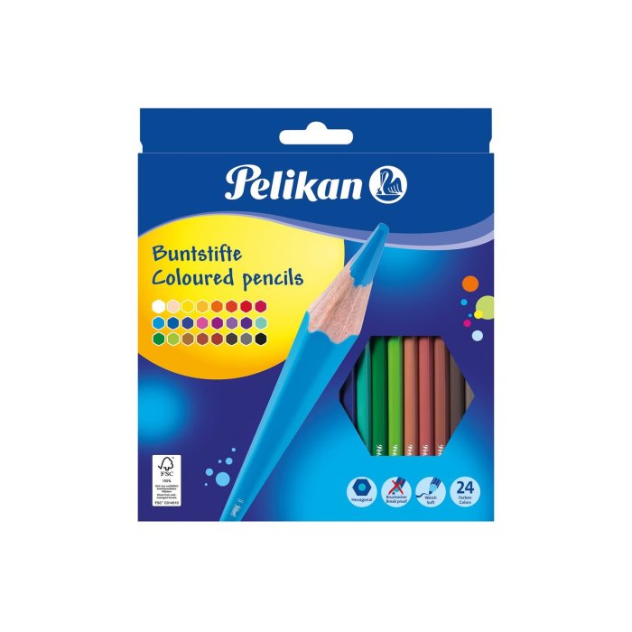 Pelikan Standard farbičky - šesťhranné - kartónová škatula s 24 ks