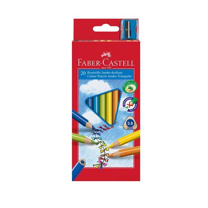 FABER-CASTELL Dreikant-Buntstifte Jumbo, 20er Etui