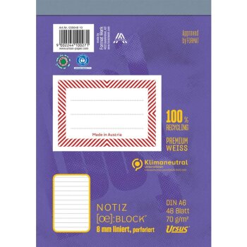 URSUS [OE] Notizblock A6 48 Blatt 8mm liniert