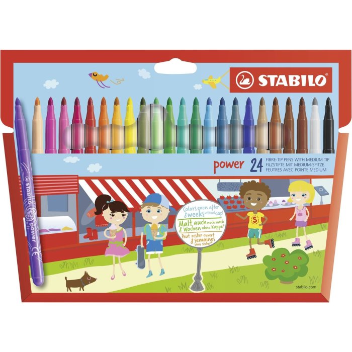 STABILO power - fixky - 24 rôznych farieb