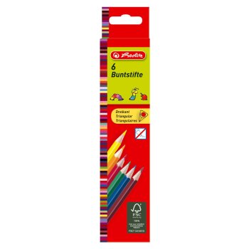 herlitz Dreikant-Buntstifte, 6er Karton-Etui