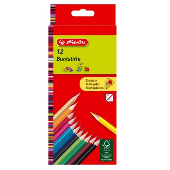 herlitz trojhranné farbičky - 12 rôznych farieb
