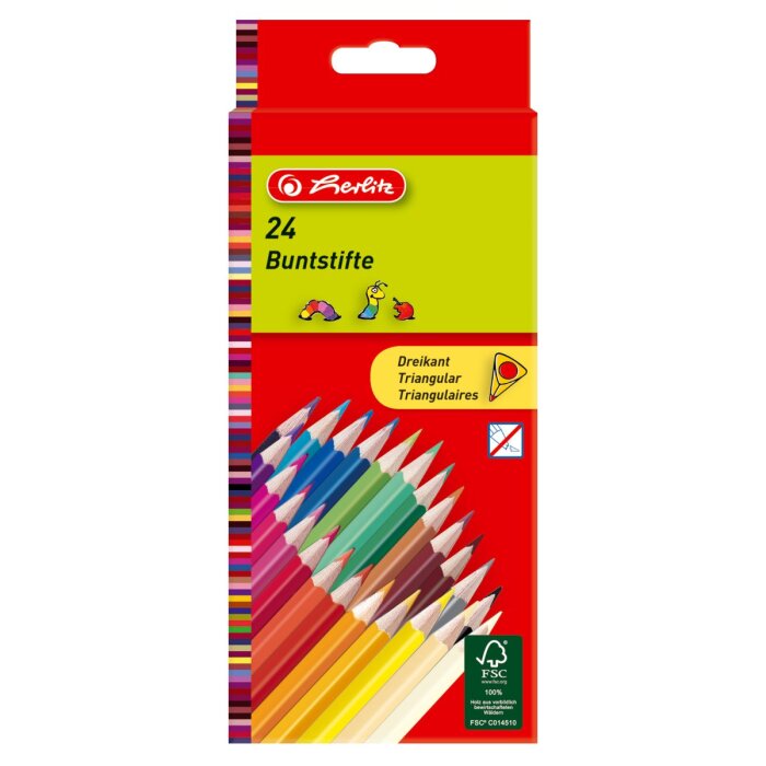 herlitz trojhranné farbičky - 24 rôznych farieb
