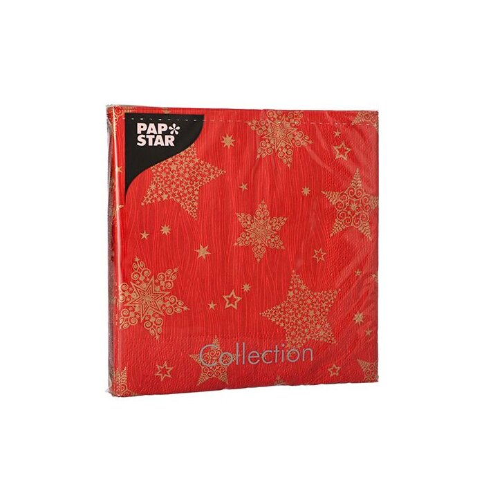 PAPSTAR Weihnachts-Motivservietten "Christmas Shine", rot