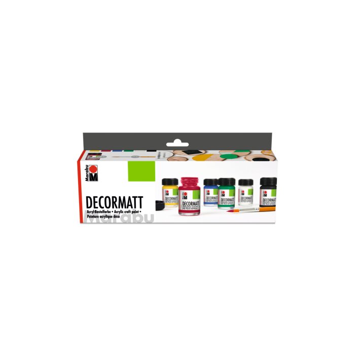 Marabu Akrylové farby "Decormatt", štartovacia sada 6 x 15 ml