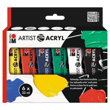 Marabu Acrylfarben "Artist Acryl", Set 6 x 22 ml