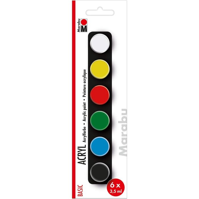 Marabu Acrylfarben-Set "BASIC", 6 x 3,5 ml
