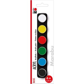 Marabu Acrylfarben-Set "BASIC", 6 x 3,5 ml