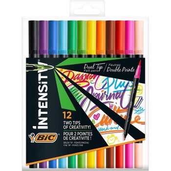 BIC fixka DUAL BRUSH, 2 v 1, 12 ks v puzdre - rôzne...