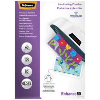Fellowes Laminierfolientasche, DIN A3, glänzend, 80 mic