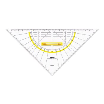 ARISTO Geodreieck® geo trojuholník 1555/4 transparentný, 25cm s rúčkou, fazetou a atramentovými drážkami (AR1555/4)
