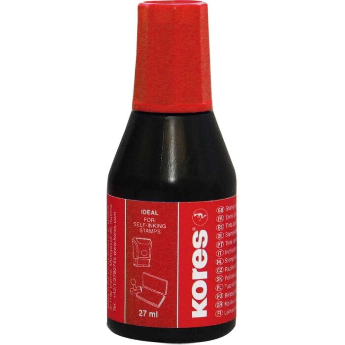 Kores Pečiatková farba, 27 ml - červená