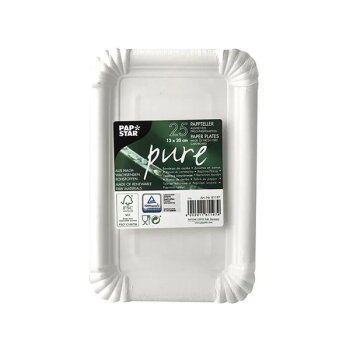 PAPSTAR Papp-Teller "pure" eckig, 130 x 200 mm,...