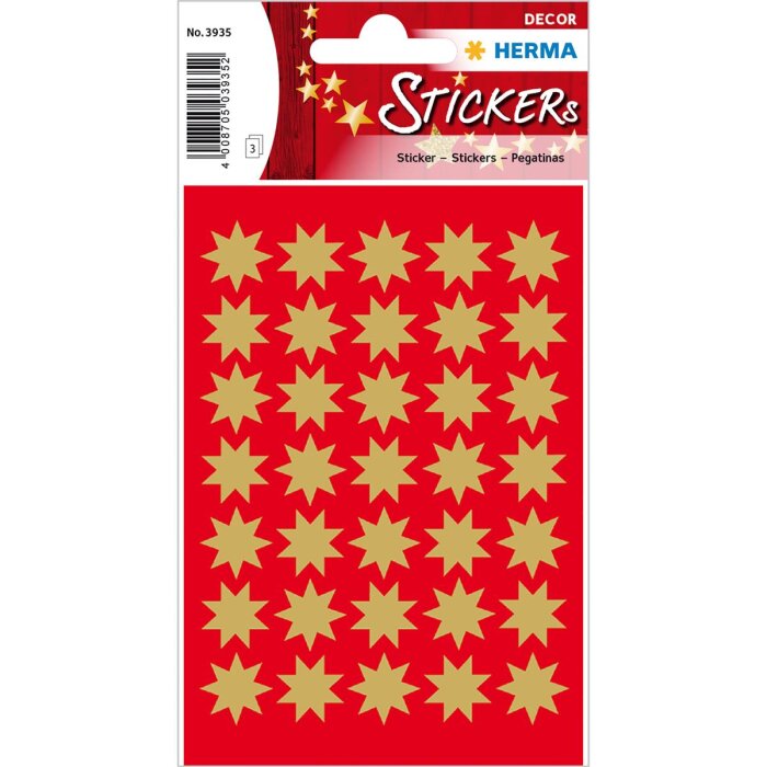 HERMA Weihnachts-Sticker DECOR "Sterne", 15 mm, gold