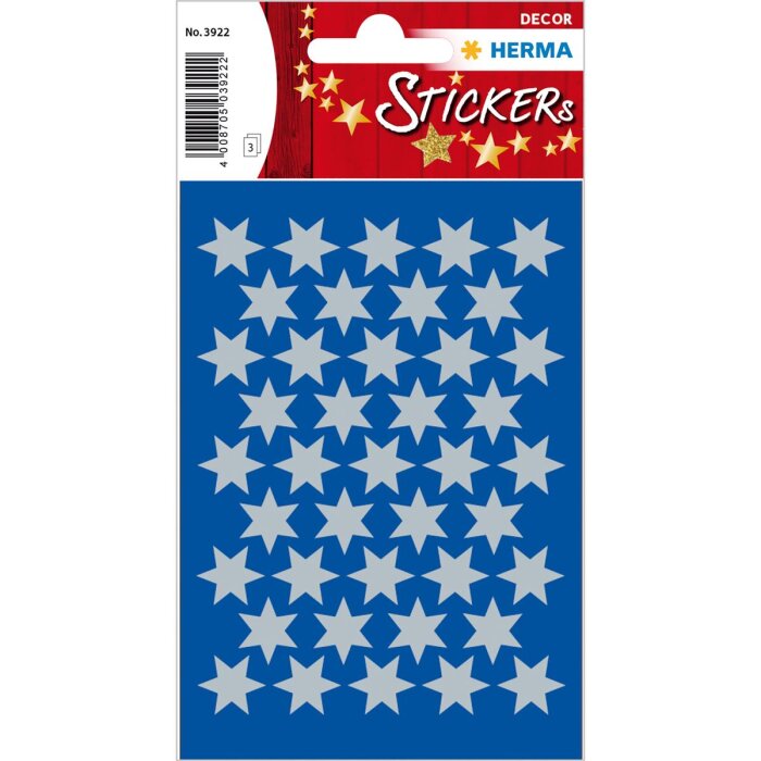 HERMA Weihnachts-Sticker DECOR "Sterne", 14 mm, silber