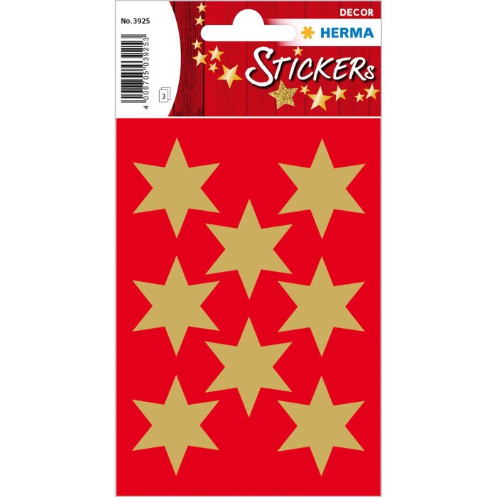 HERMA Weihnachts-Sticker DECOR "Sterne", 33 mm, gold