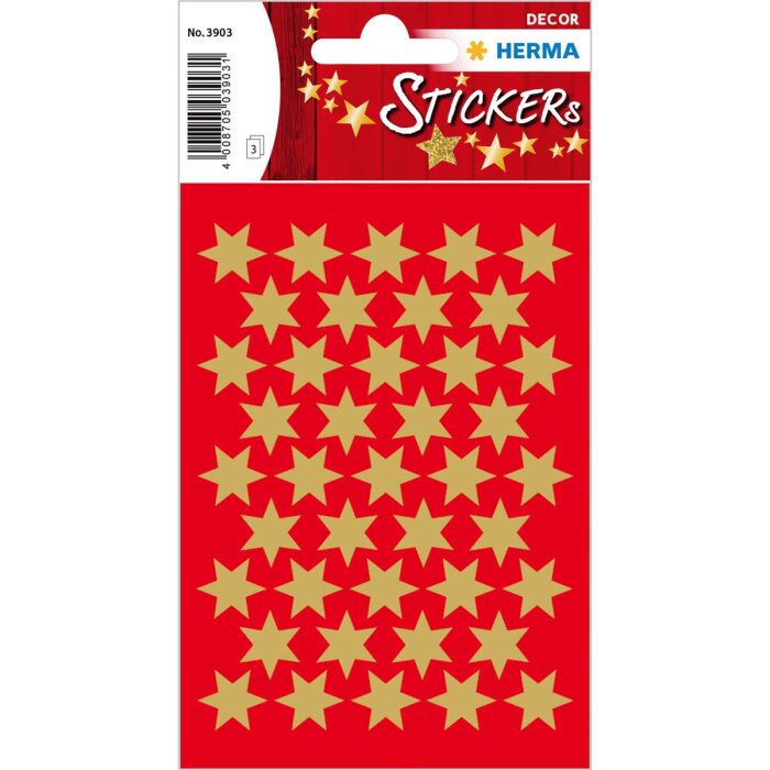 HERMA Weihnachts-Sticker DECOR "Sterne", 14 mm, gold