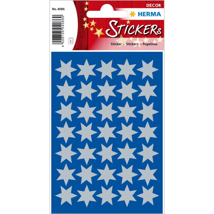 HERMA Weihnachts-Sticker DECOR "Sterne", 16 mm, silber