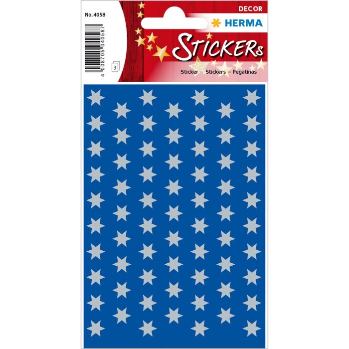 HERMA Weihnachts-Sticker DECOR "Sterne", 8 mm, silber