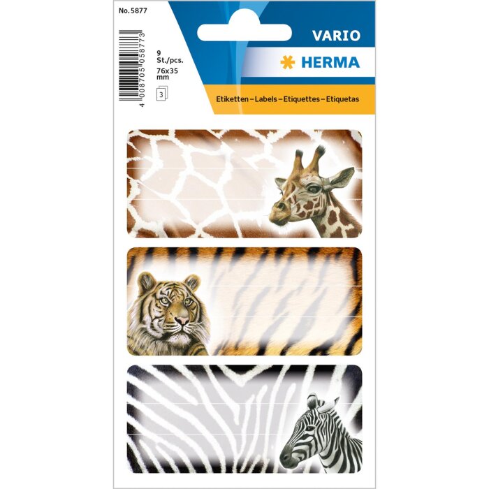 HERMA nalepovacie etikety na učebnice - 76 x 35 mm - africké zvieratá