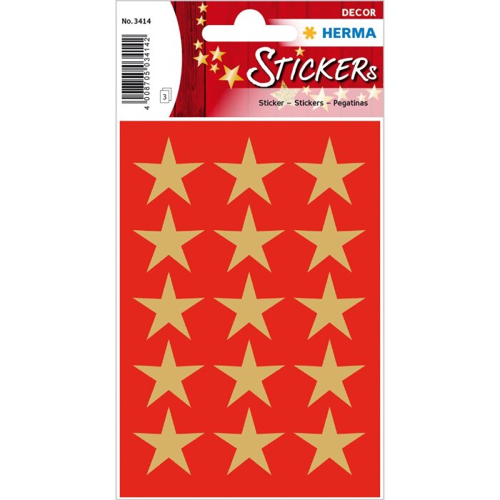 HERMA vianočné nálepky DECOR "Hviezdy", 22 mm, zlaté