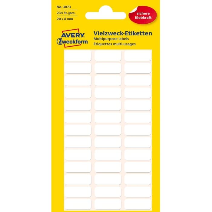 AVERY Zweckform viacúčelové etikety, 20 x 8 mm - biele - 234 etikiet