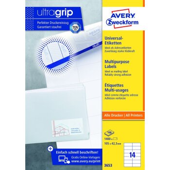 AVERY Zweckform Universal-Etiketten, 105 x 42,3 mm,...