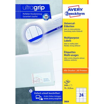 AVERY Zweckform Universal-Etiketten, 70 x 33,8 mm,...