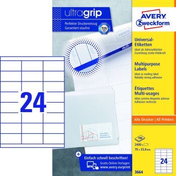 AVERY Zweckform Universal-Etiketten, 70 x 33,8 mm,...