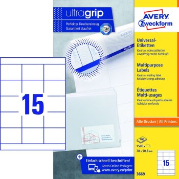 AVERY Zweckform Universal-Etiketten, 70 x 50,8 mm,...
