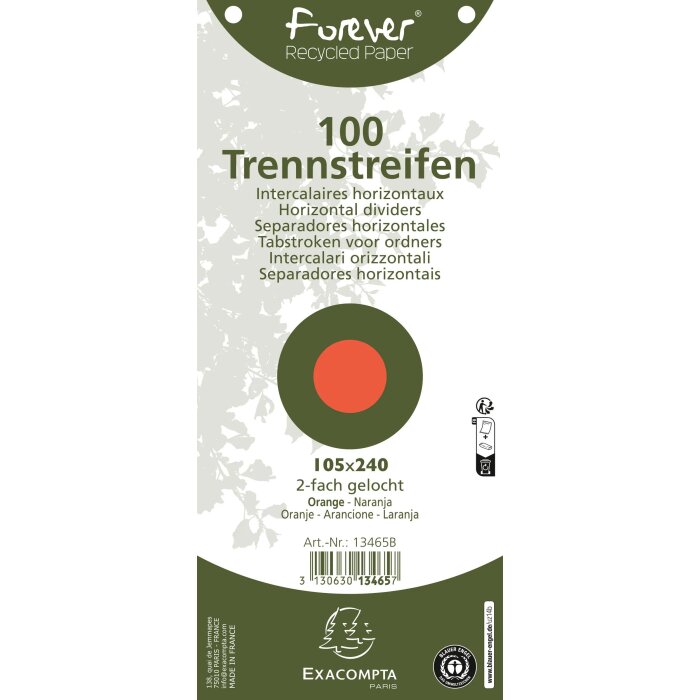 EXACOMPTA Trennstreifen Recycling, 105 x 240 mm, orange