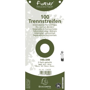EXACOMPTA Trennstreifen Recycling, 105 x 240 mm, weiß