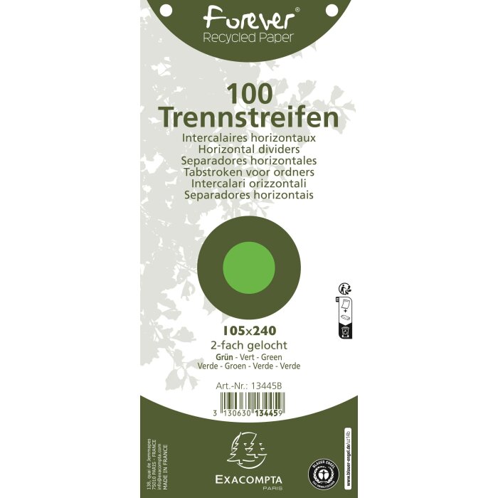 EXACOMPTA Trennstreifen Recycling, 105 x 240 mm, grün
