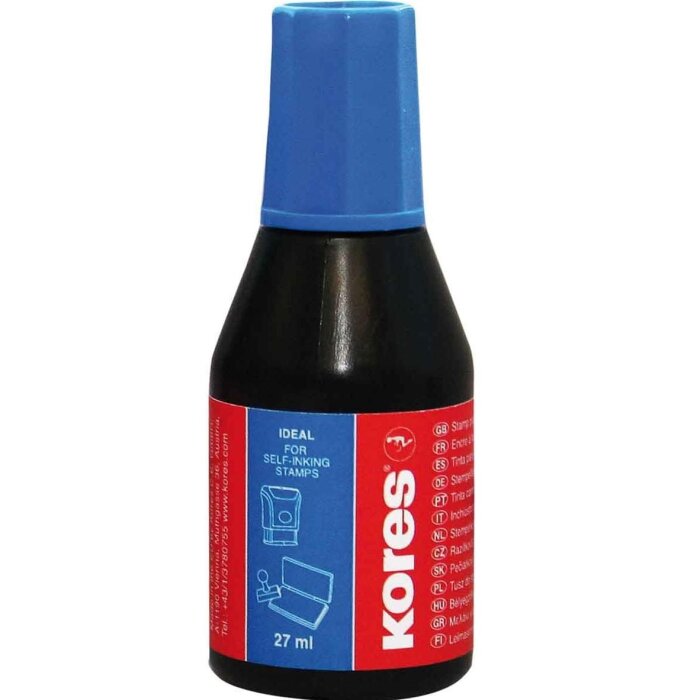 Kores Stempelfarbe, Inhalt: 27 ml, blau
