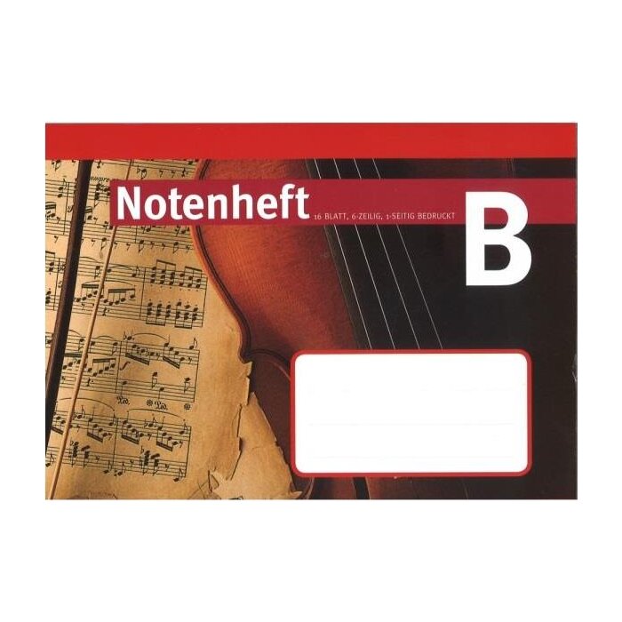 ÖKO-PLUS Notenheft B 16 Blatt, 6-zeilig, 1-seitig bedruckt