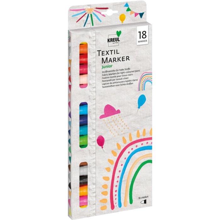 KREUL popisovač na textil - stredný hrot - 18 ks - súprava Junior