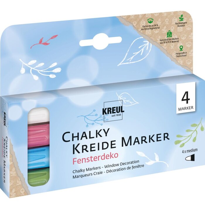 KREUL Chalky Kreidemarker 4er Set Fensterdeko