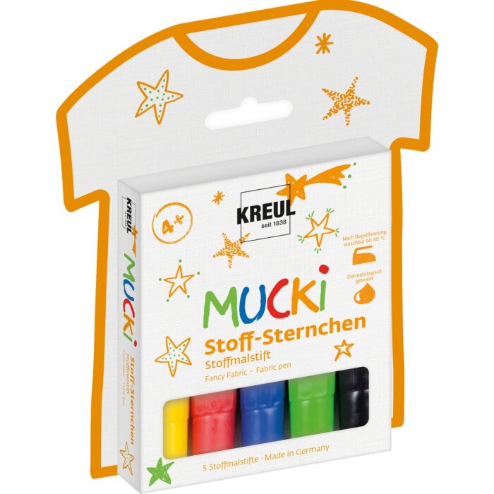 KREUL MUCKI Stoff-Sternchen Stoffmalstift 5er Set
