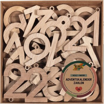 folia Adventskalender-Holzzahlen, natur